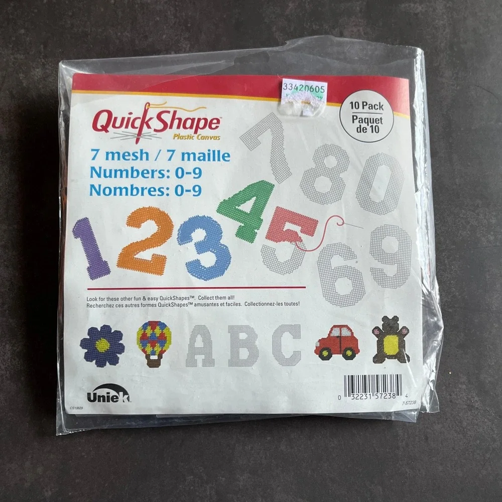 Uniek QuickShape Plastic Canvas Numbers 0-9 Set 7 Mesh 10 Pack New